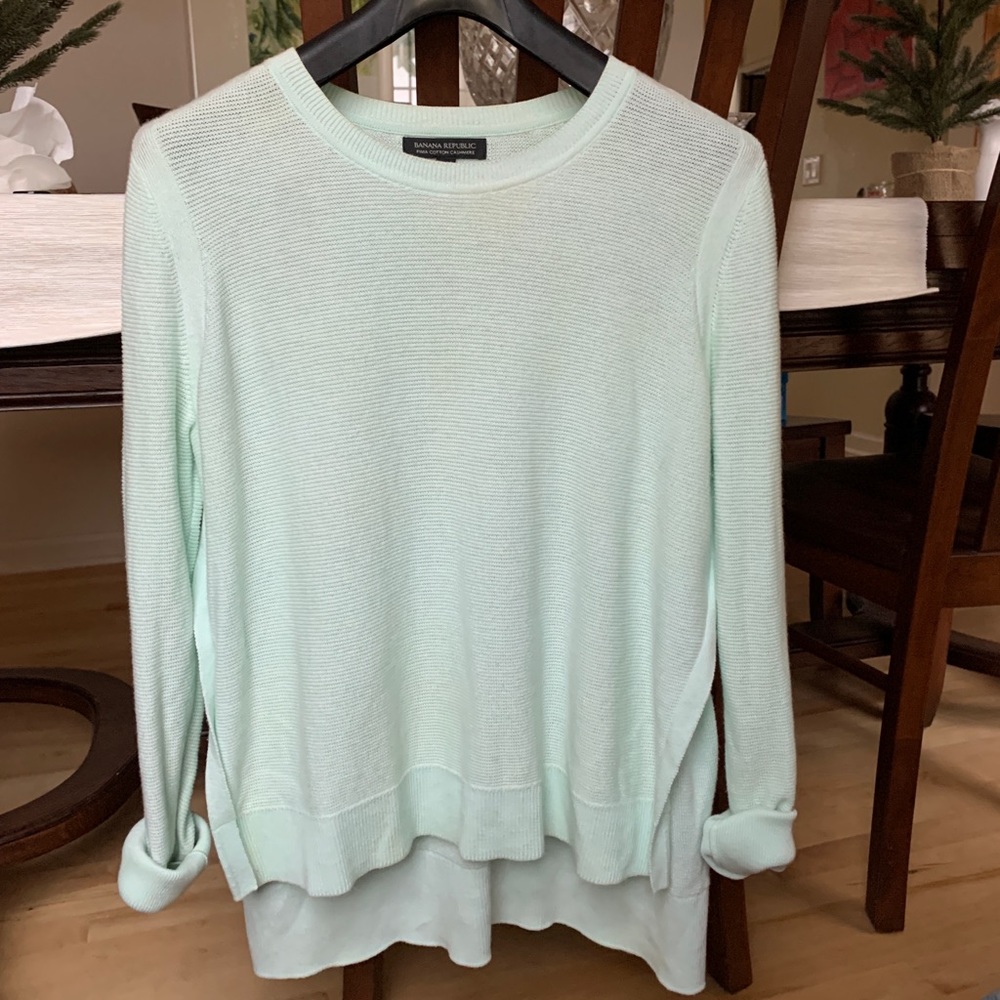 Banana Republic slit side flowy tunic sweater aqua